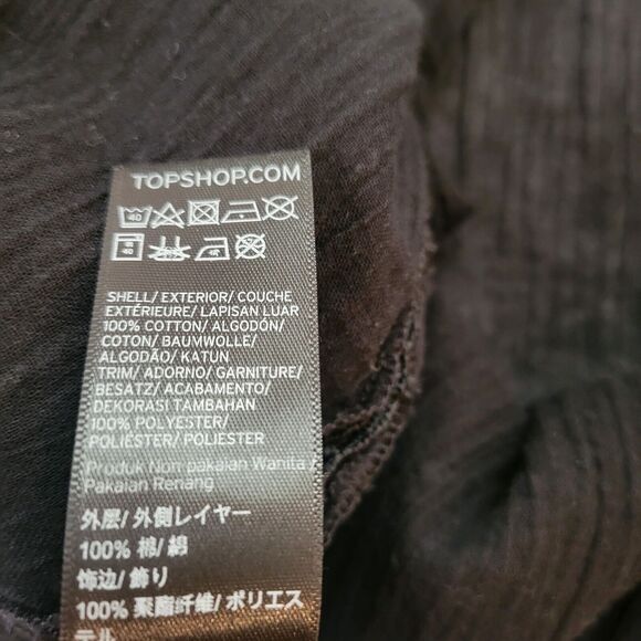 Topshop Kimono Black Lace Trim Tie Waist‎ Double V Beach Cover Small - Picture 16 of 16